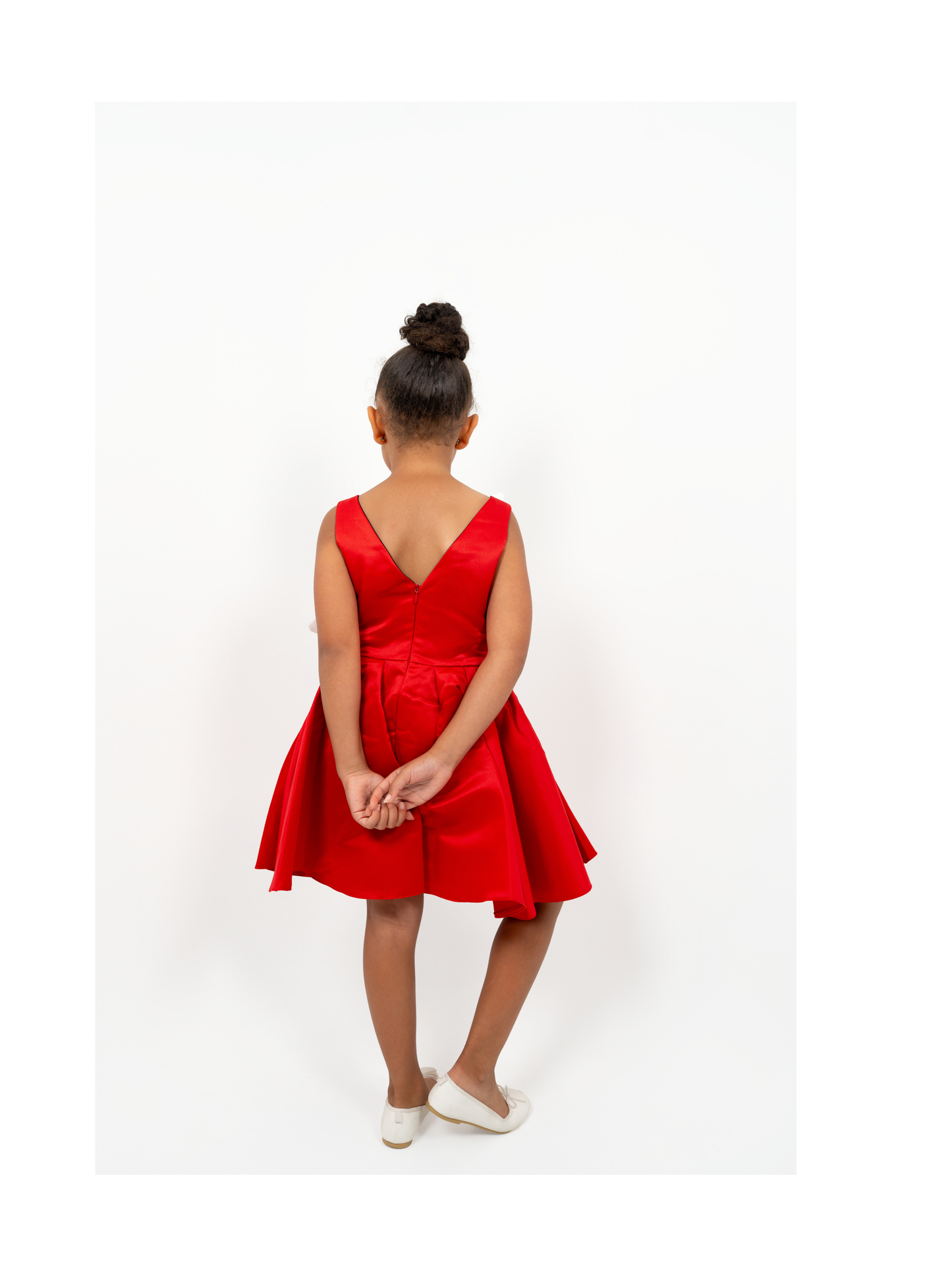 Girls Red Holiday Dress with White 3D Bow & Brooch | Christmas & Valentine Special