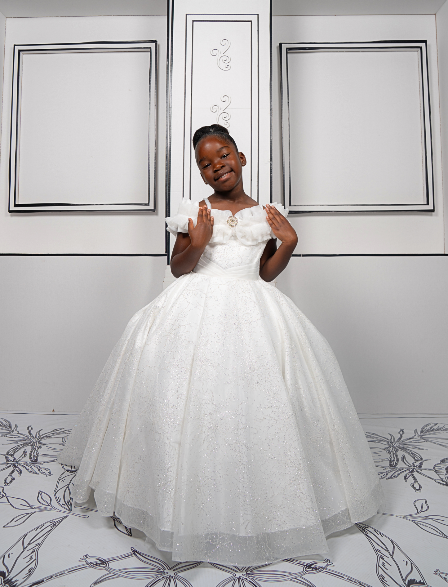 Girls White Princess Ball Gown | Flower Girl & Little Bride Dress