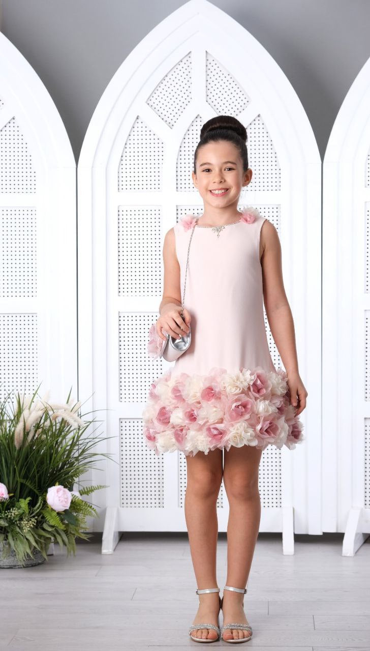 blush pink toddler dress Blush Pink Toddler Flower Girl Dresses with Sparkly Bow ARD1761