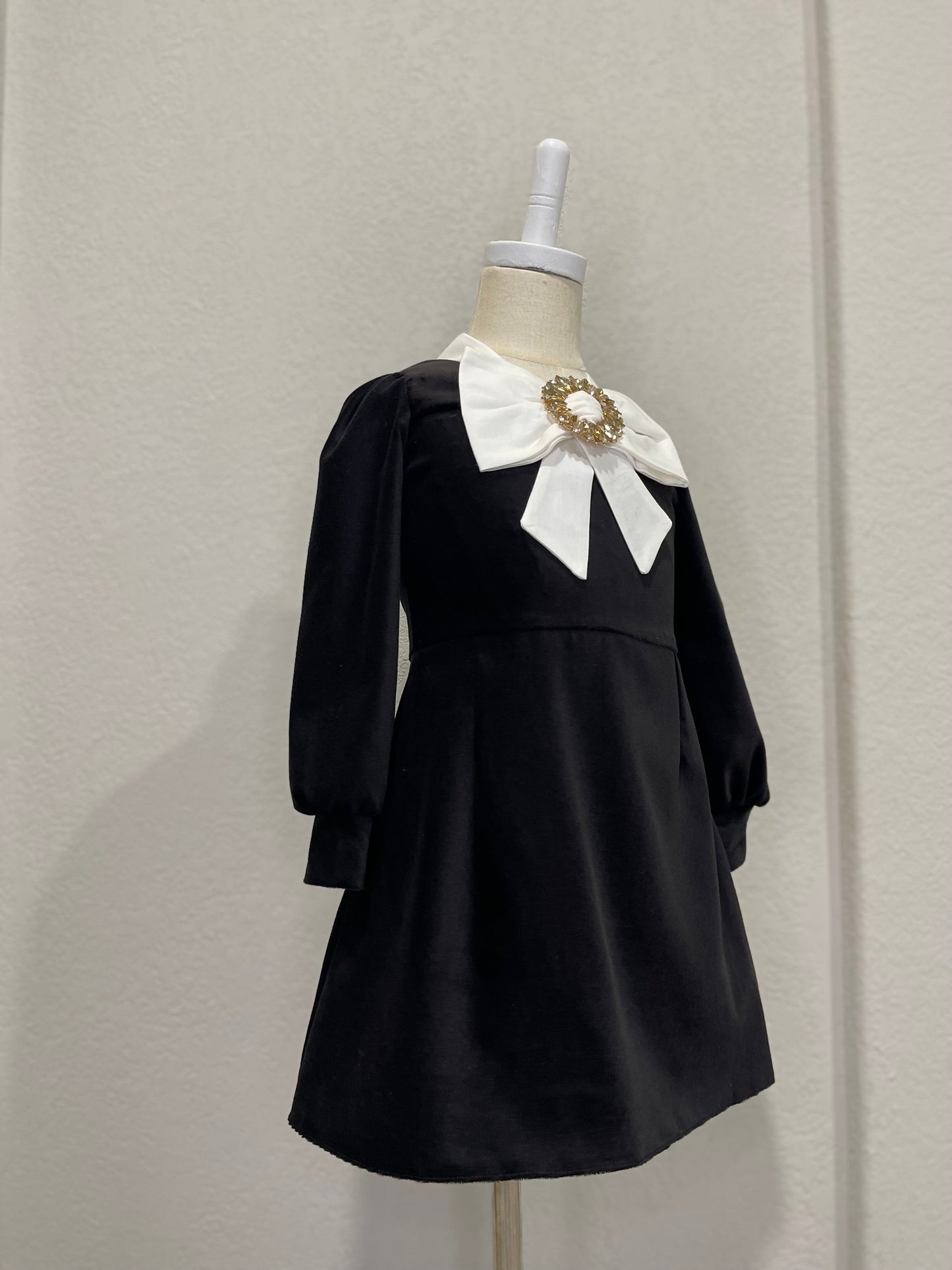 Black Velvet Girl Toddler, Bow Brooche Christmas Party, Birthday, Baby Girl Dress