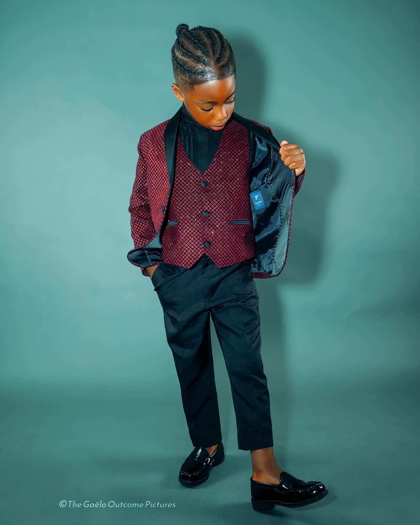Burgundy Shimmery 5 Piece Boy Tuxedo/Suit