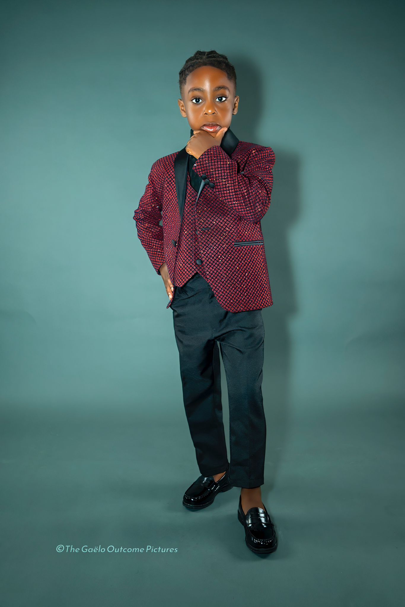 Burgundy Shimmery 5 Piece Boy Tuxedo/Suit