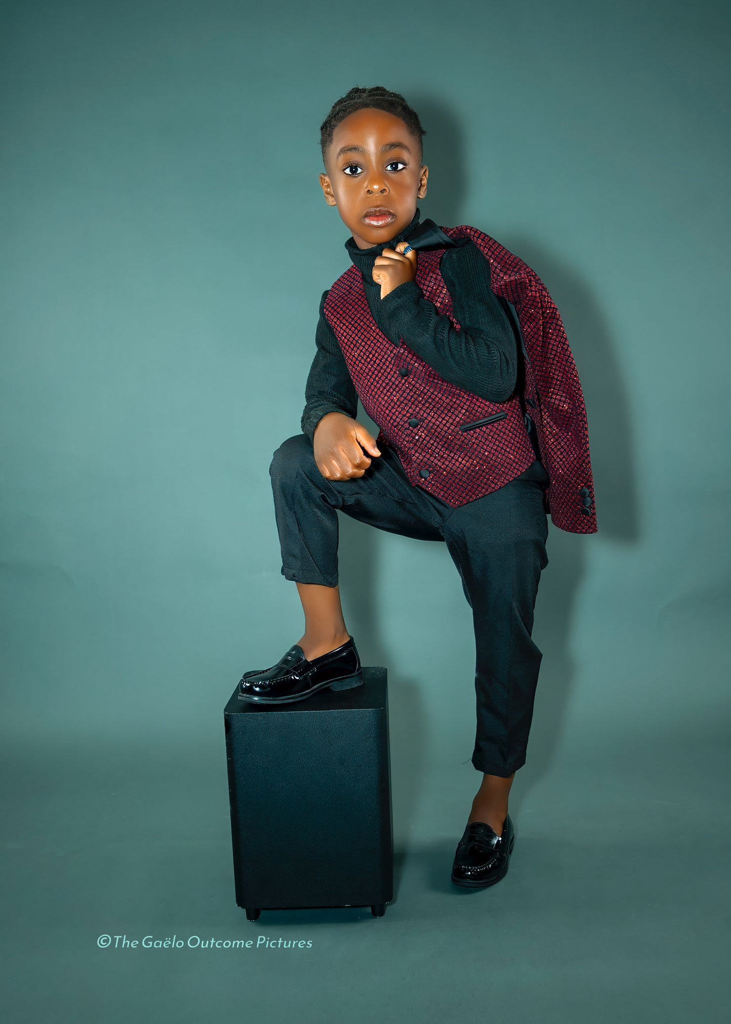 Burgundy Shimmery 5 Piece Boy Tuxedo/Suit