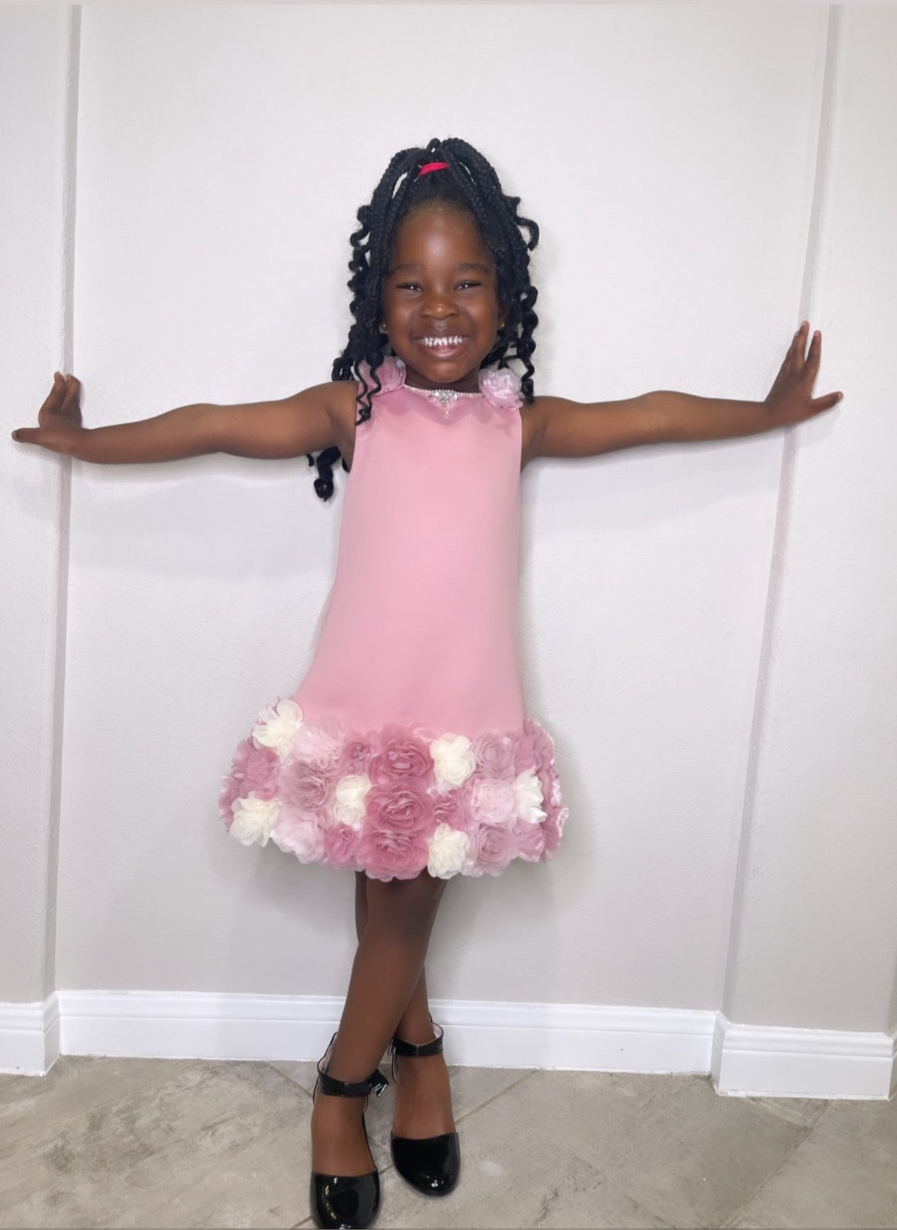 Rose Flowery Short Sleeve Toddler Girl Dress