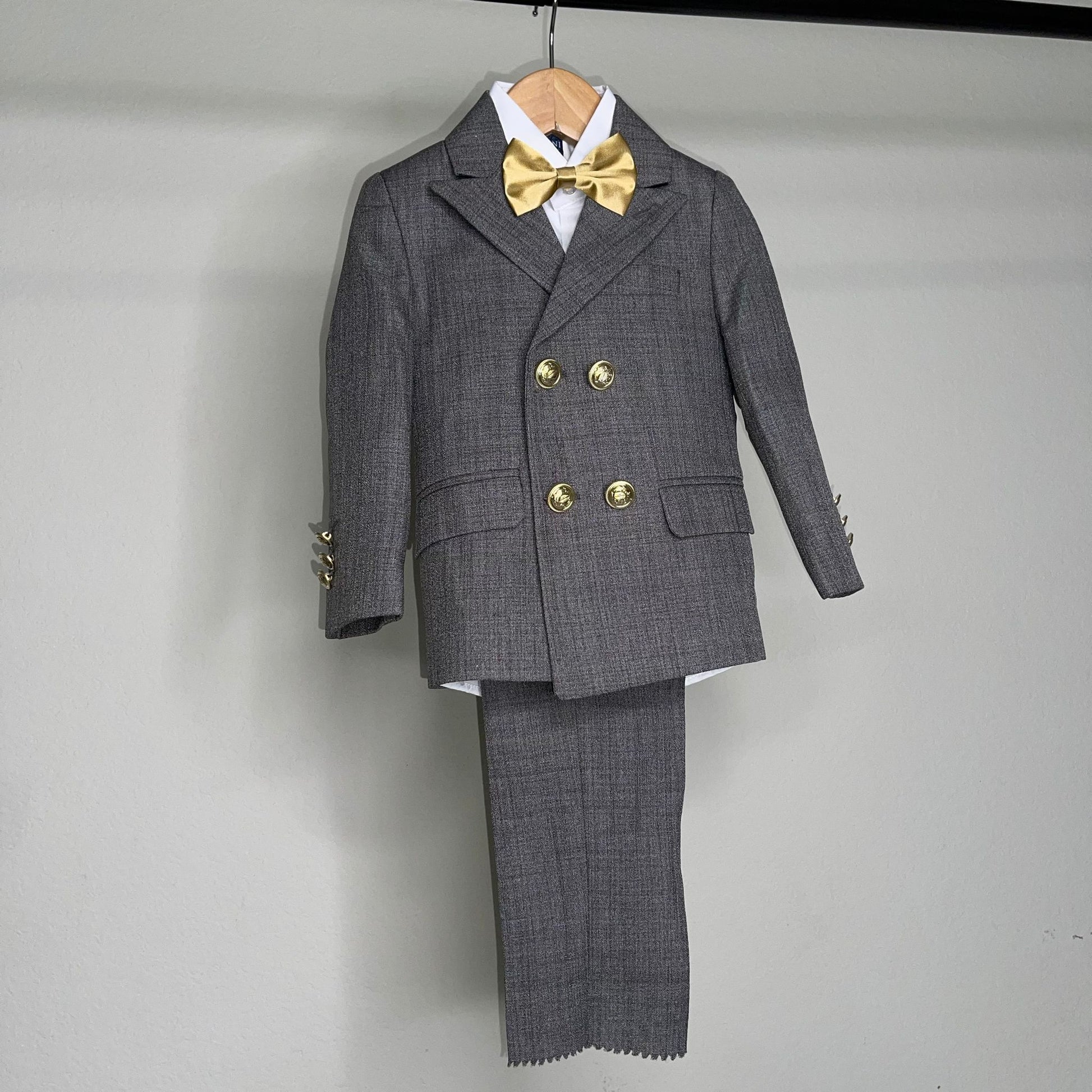 Gray 5Piece Double Breasted Boy Suit