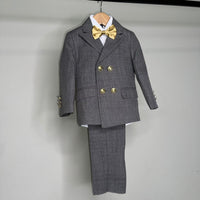 Gray 5Piece Double Breasted Boy Suit