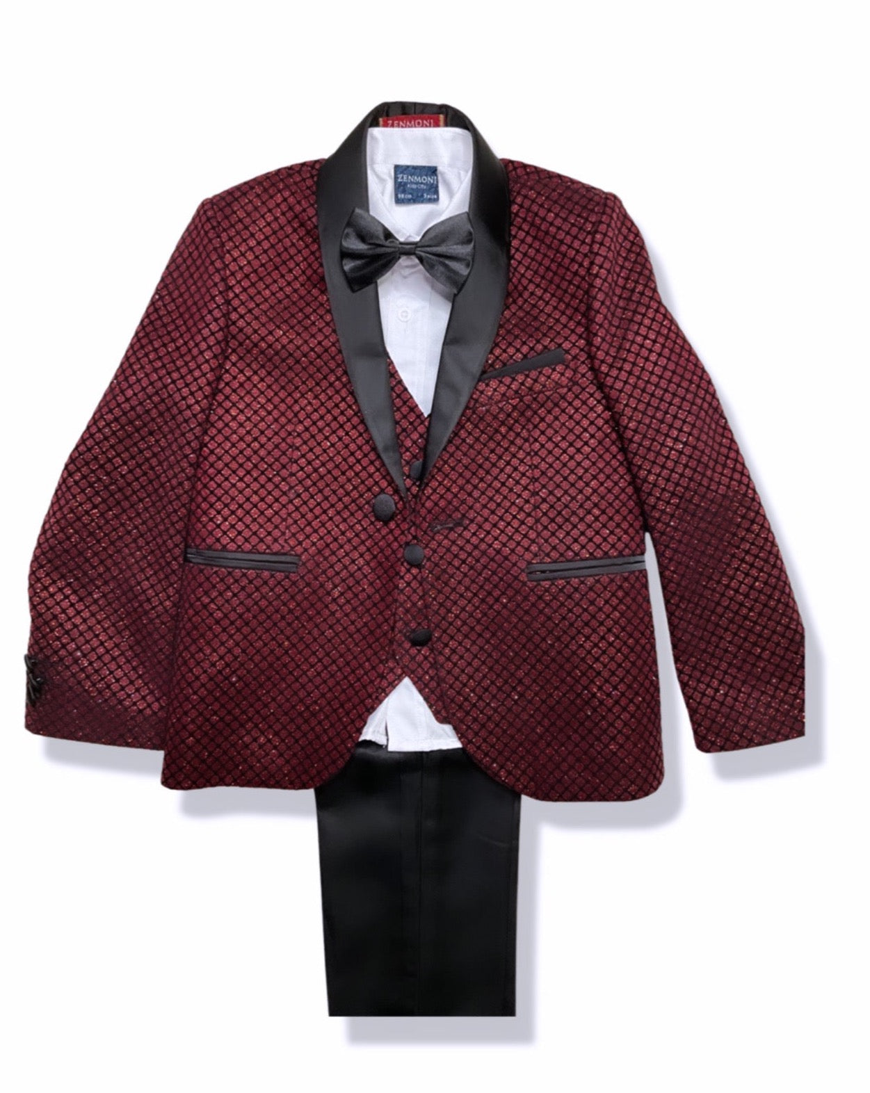 Burgundy Shimmery 5 Piece Boy Tuxedo/Suit