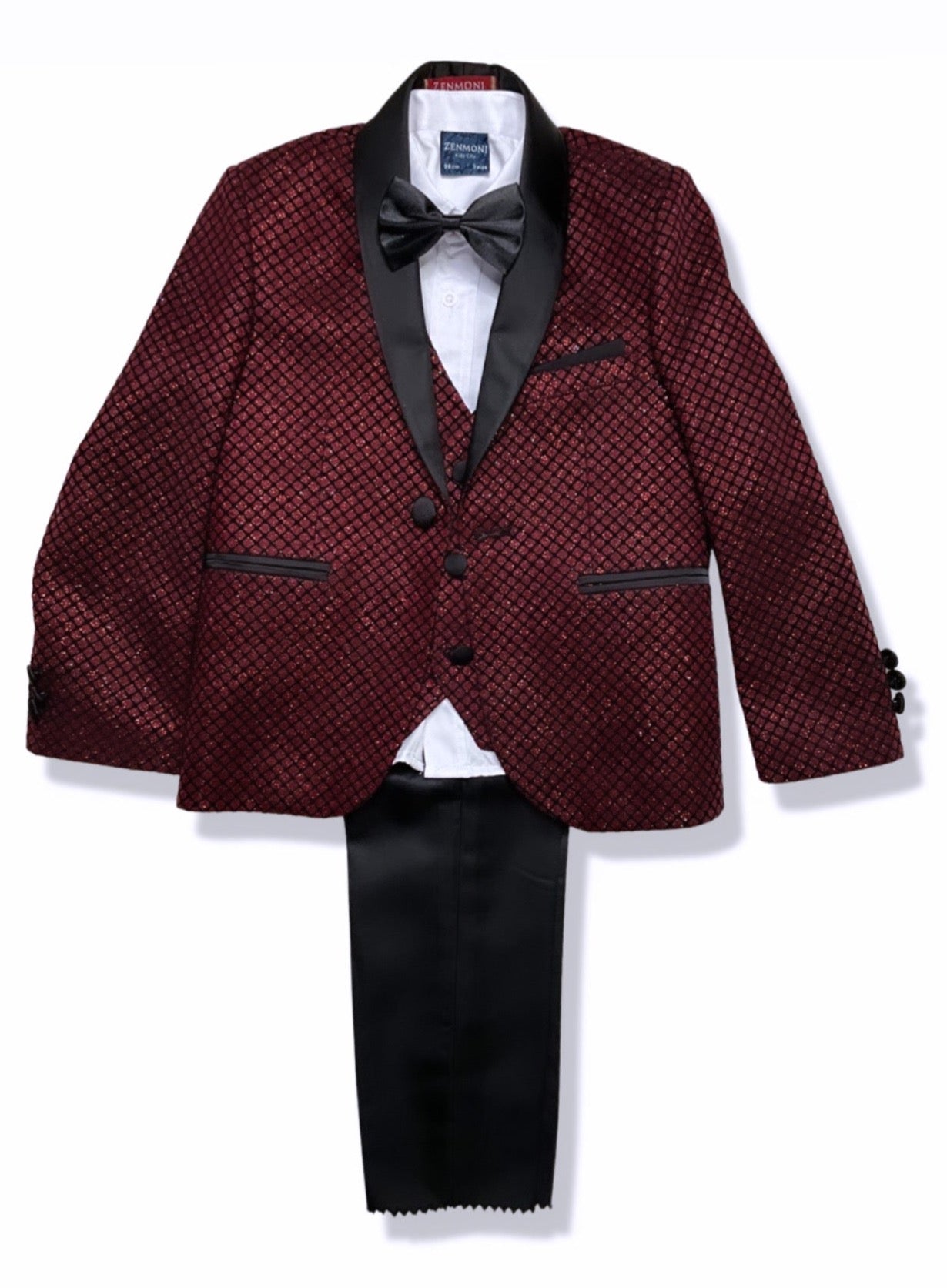 Burgundy Shimmery 5 Piece Boy Tuxedo/Suit