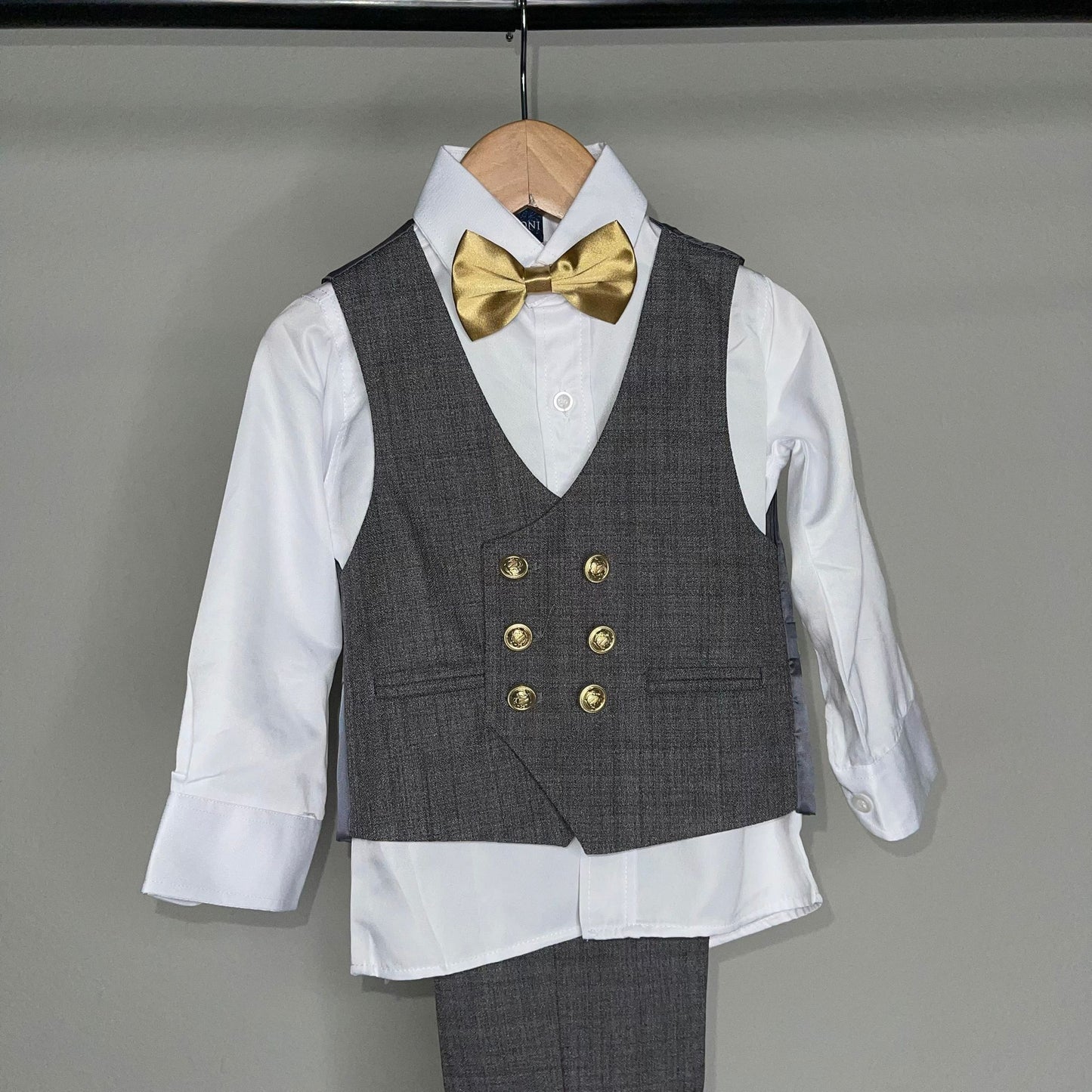 Gray 5Piece Double Breasted Boy Suit