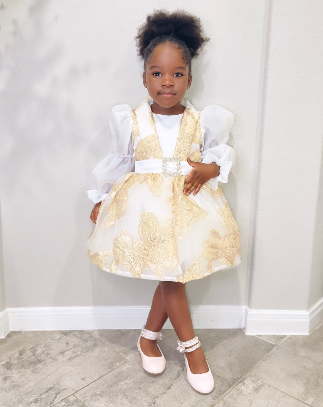 Belle Gold Toddler Girl Party Pageant Dress