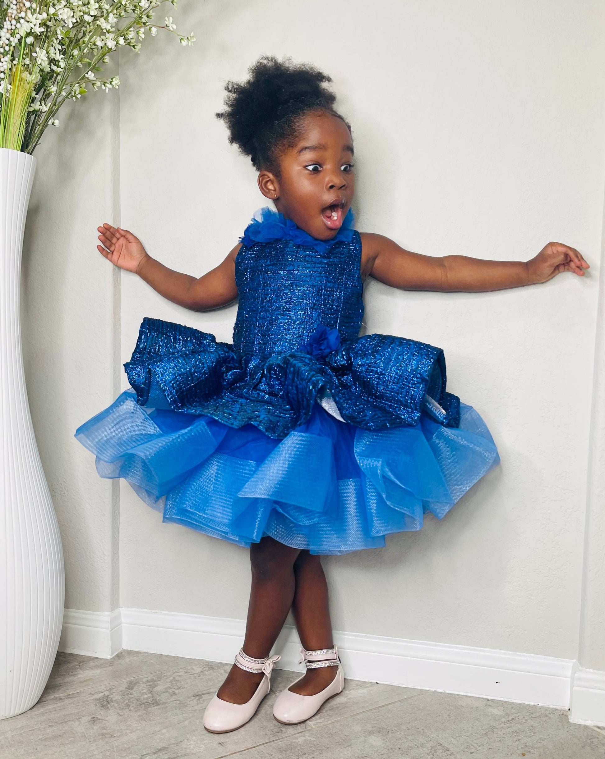 Baby Girl Blue Princess Birthday Party Dress, Toddler Girl Party Dress