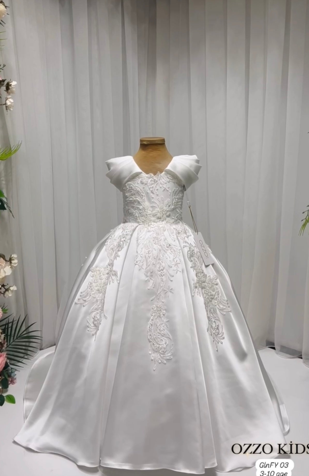 Kids White Girls' Satin Party Dress White Solid Color Wedding Mesh Princess Ballroom Dress, Tulle Dress Flower Girl's Dress Summer Spring Fall 3-4