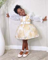 Belle Gold Toddler Girl Party Pageant Dress