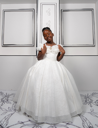 Girls White Princess Ball Gown | Flower Girl & Little Bride Dress