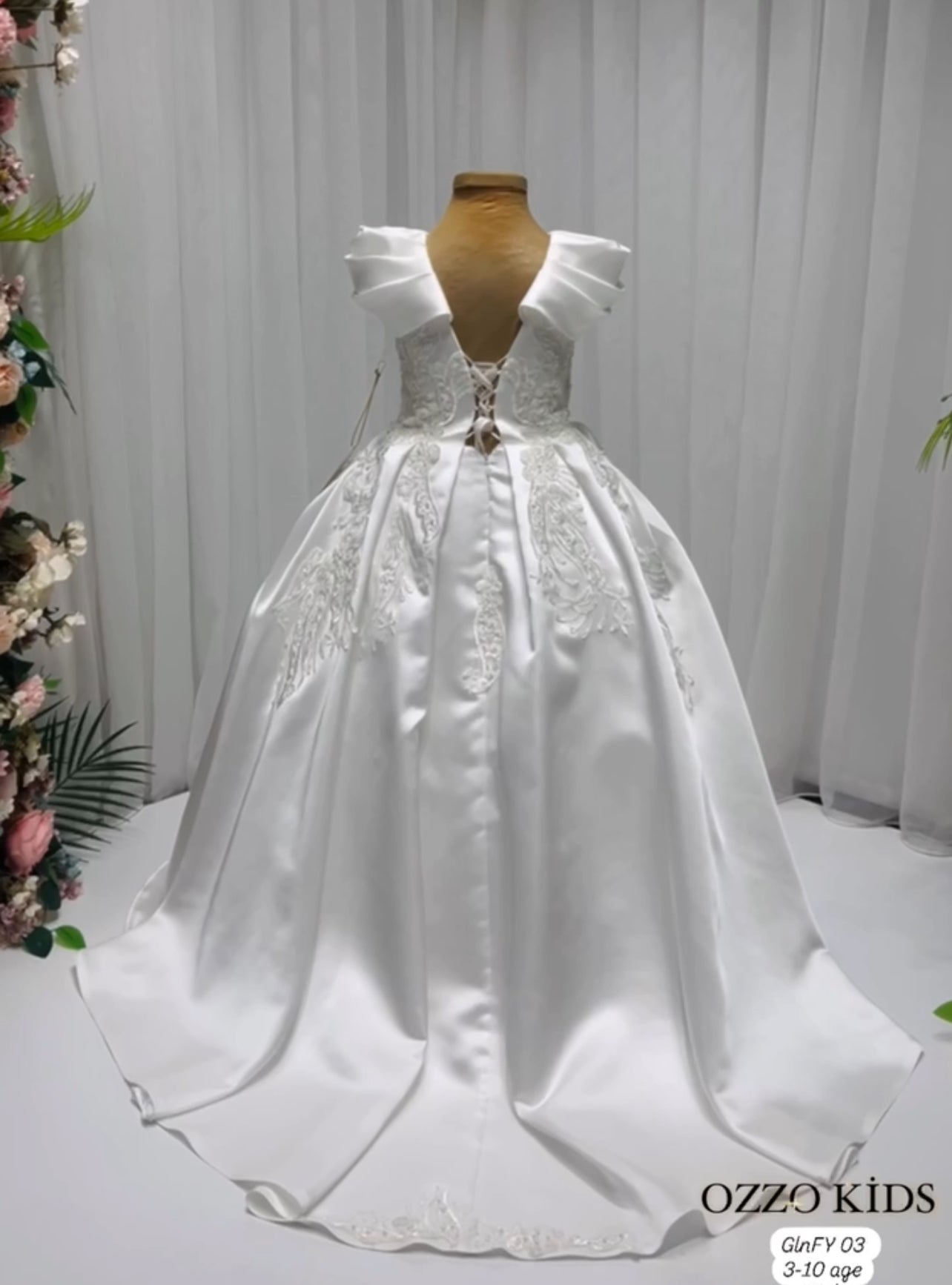 Kids White Girls' Satin Party Dress White Solid Color  Wedding Mesh Princess Ballroom Dress, Tulle Dress Flower Girl's Dress Summer Spring Fall