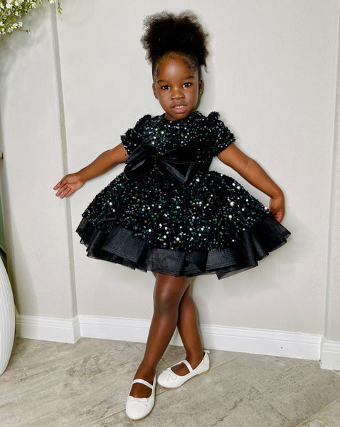 baby black dress Baby Girl Black Shimmery Princess Party Dress