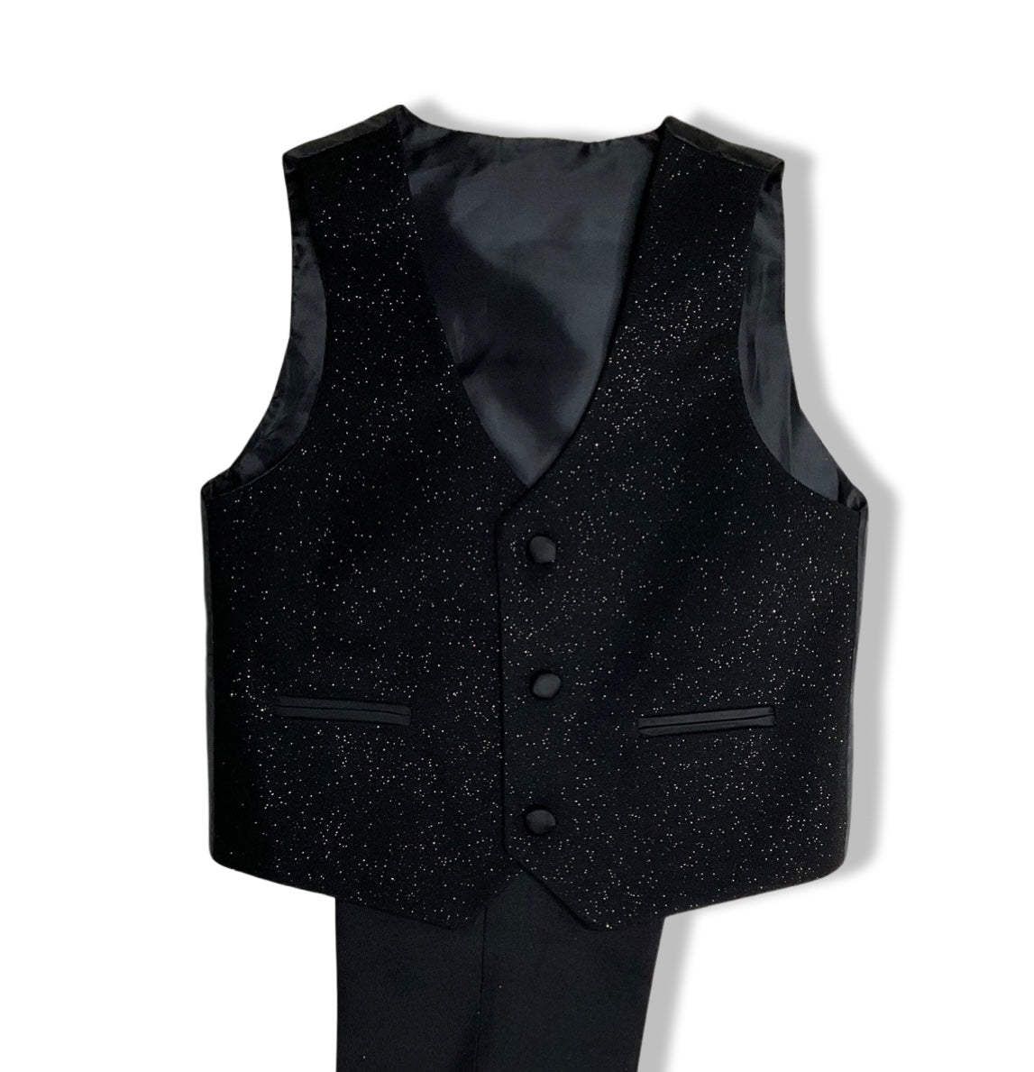 Black Shimmery 5 Piece Boy Tuxedo