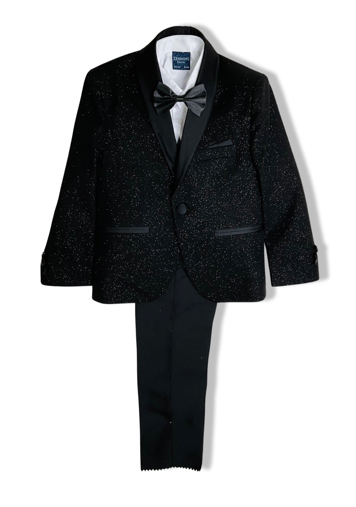 Black Shimmery 5 Piece Boy Tuxedo