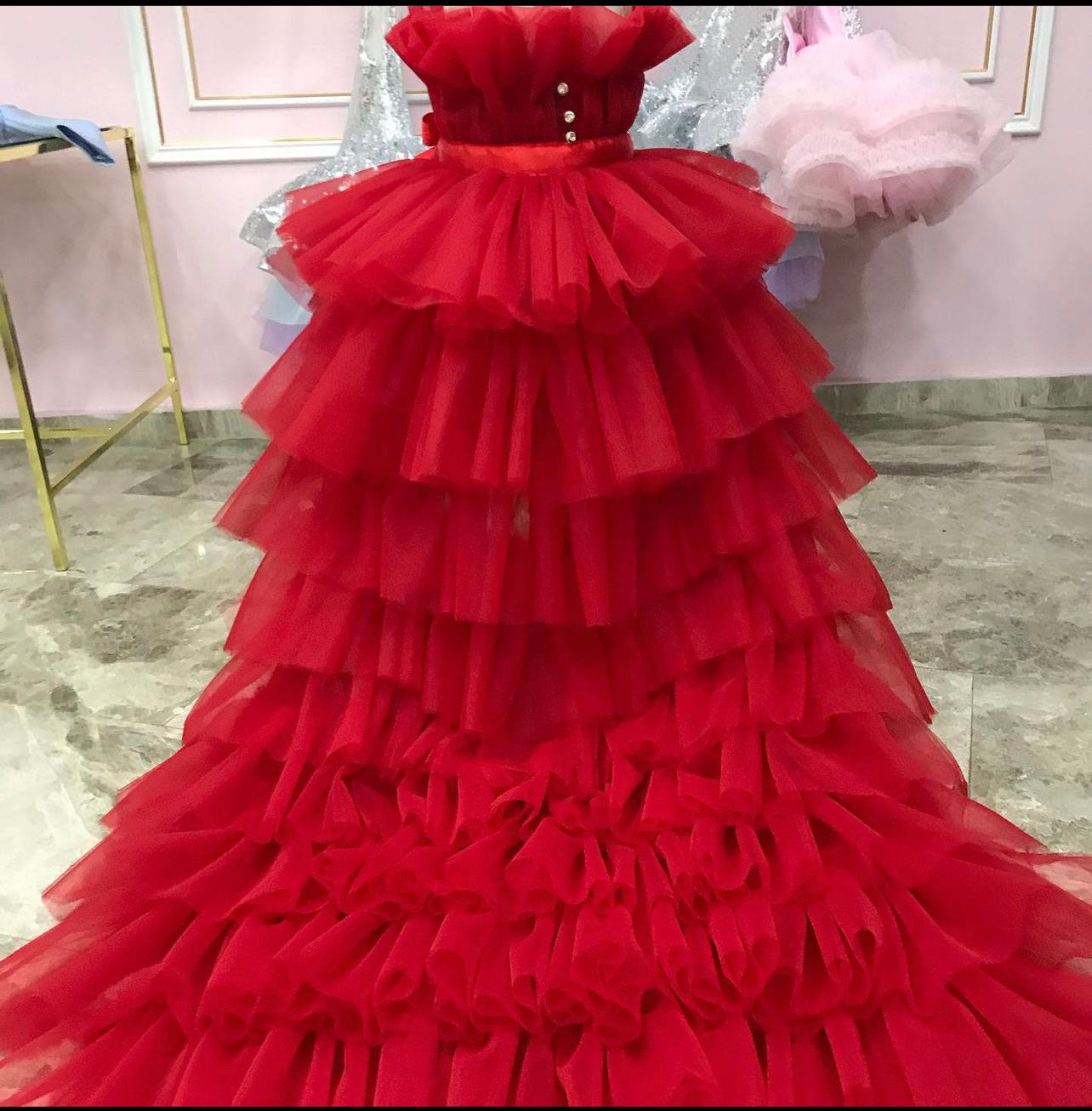 Baby Girl PrincessRed Party Dress