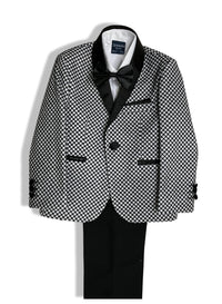 Black and White Shimmery 5 Piece Boy Suit