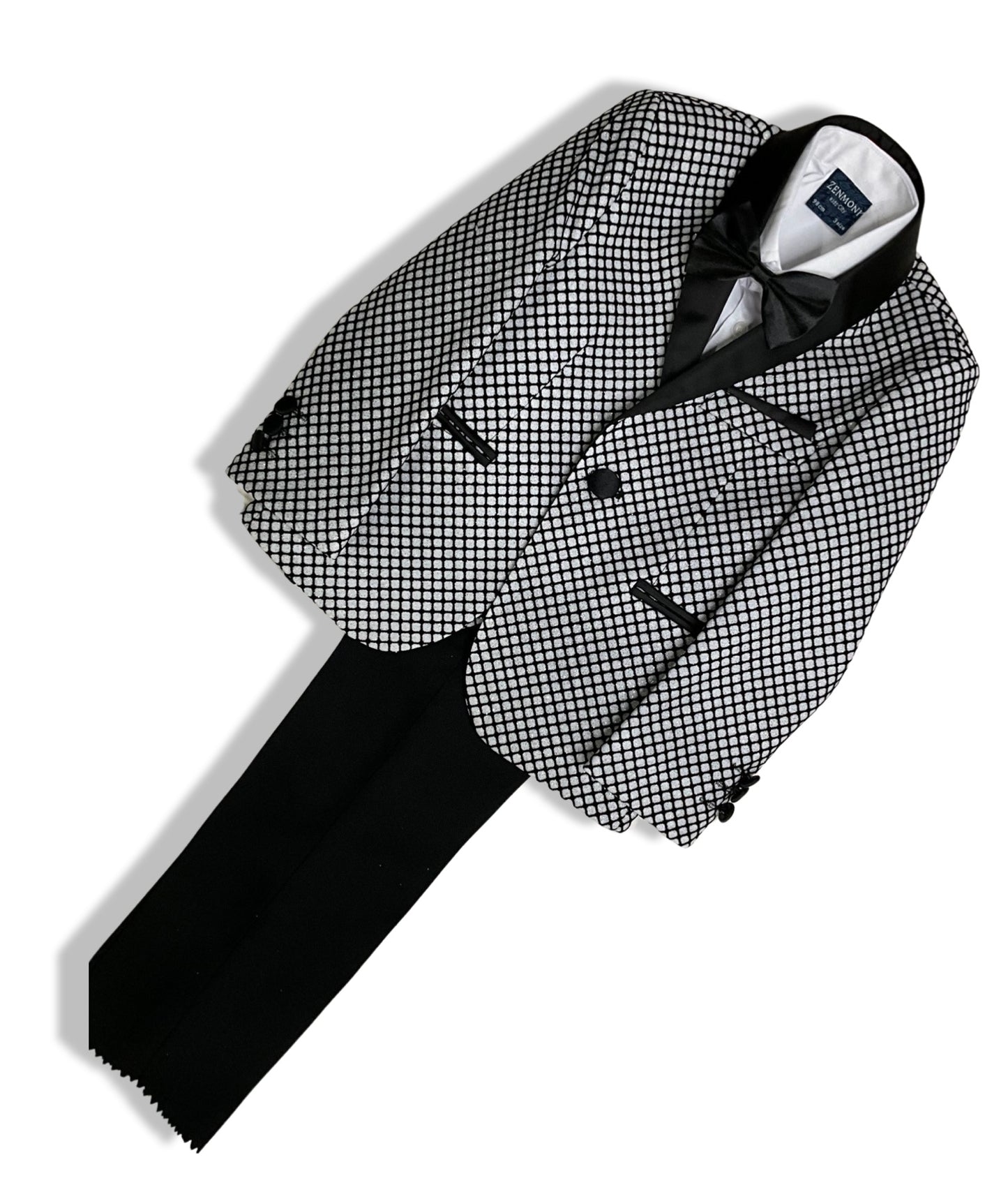 Black and White Shimmery 5 Piece Boy Suit