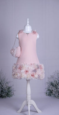 Blush Flowery Short Sleeve Toddler Girl  Dress