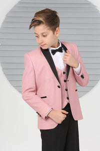 Boys Pageboy Shimmer Wedding Tuxedo Suit in Mauve Slim Fit 5 Piece Special Occasion Outfit