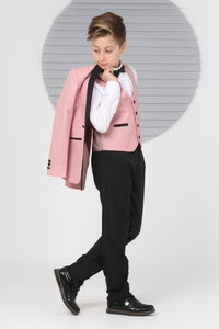 Boys Pageboy Shimmer Wedding Tuxedo Suit in Mauve Slim Fit 5 Piece Special Occasion Outfit