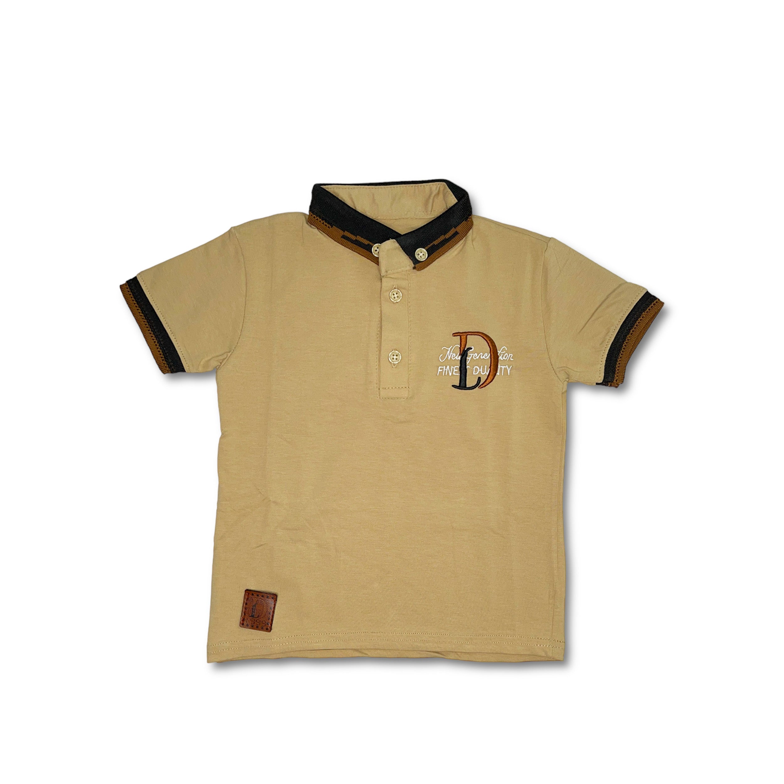 Brown and Black Boy Polo T-shirt