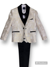 Beige and Gold  5 Piece Boy Tuxedo/Suit