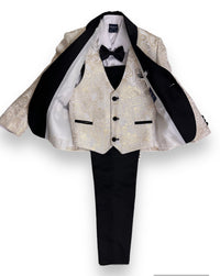 Beige and Gold  5 Piece Boy Tuxedo/Suit