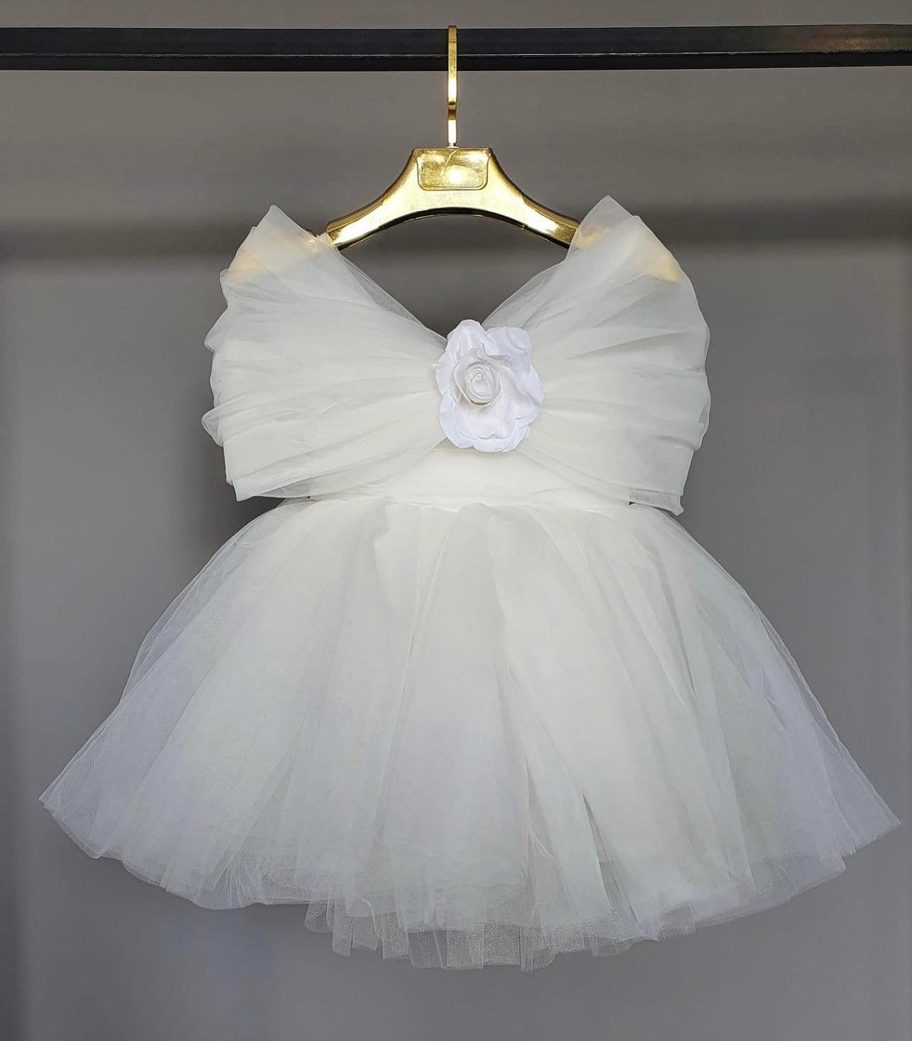 Baby Girl White Princess Birthday Party Dress Toddler Girl Party Dress