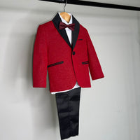 Red Shimmery 5Piece Boy Tuxedo