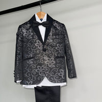 Black 5Piece Boy Suit with Flowery Design