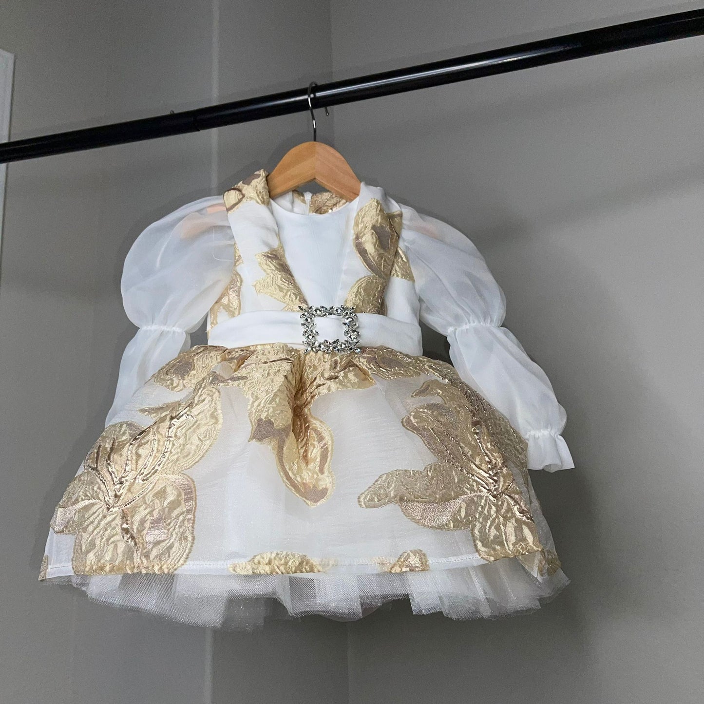 Belle Gold Toddler Girl Party Pageant Dress