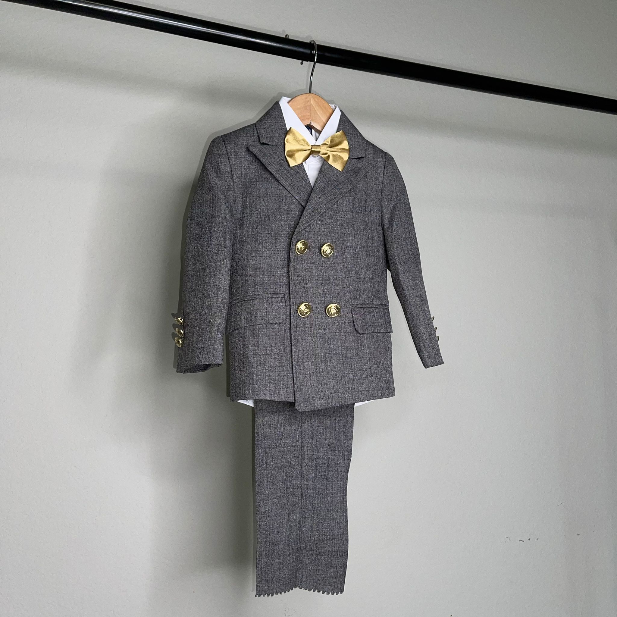 Gray 5Piece Double Breasted Boy Suit