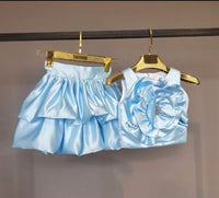 Blue Satin Girl Matching Set