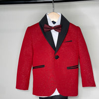 Red Shimmery 5Piece Boy Tuxedo