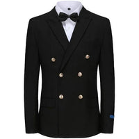 Boys Black Double Breasted Gold Button Suit - 5 Piece Special Occasion Outfit