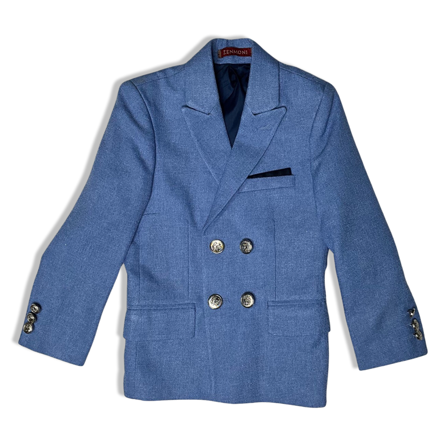 Blue Double Breasted Gold Button Boy Blazer