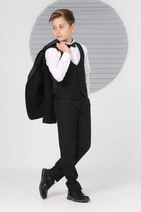 Black Shimmery 5 Piece Boy Tuxedo