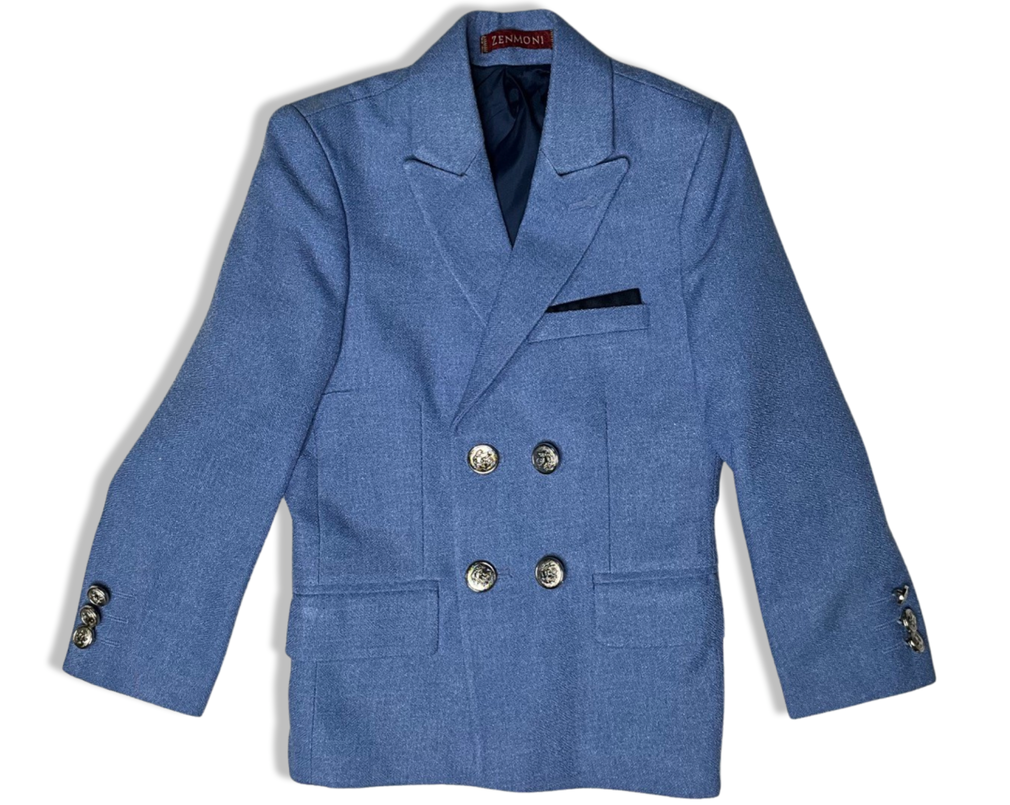 Blue Double Breasted Gold Button Boy Blazer