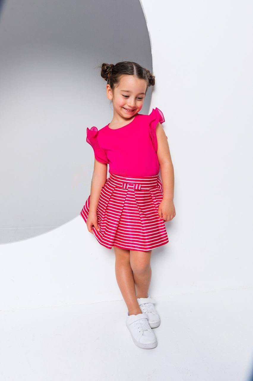 Pink and White Striped Girl Skirt