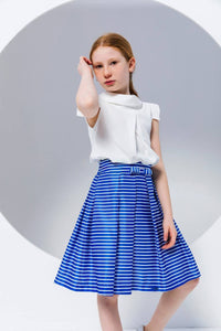 Blue and White Striped Girl Skirt