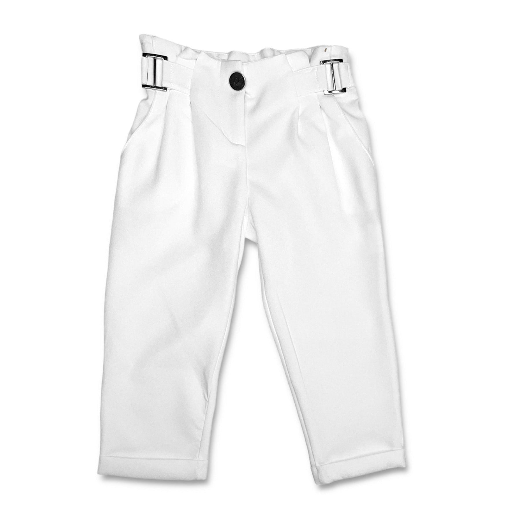 Girl White Straight Legged Pants