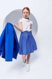 Blue and White Striped Girl Skirt