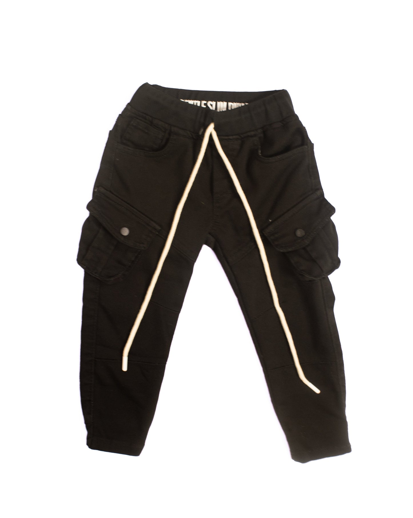 Black Boys Flap Pocket Cargo Trousers.