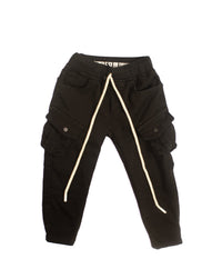 Black Boys Flap Pocket Cargo Trousers.