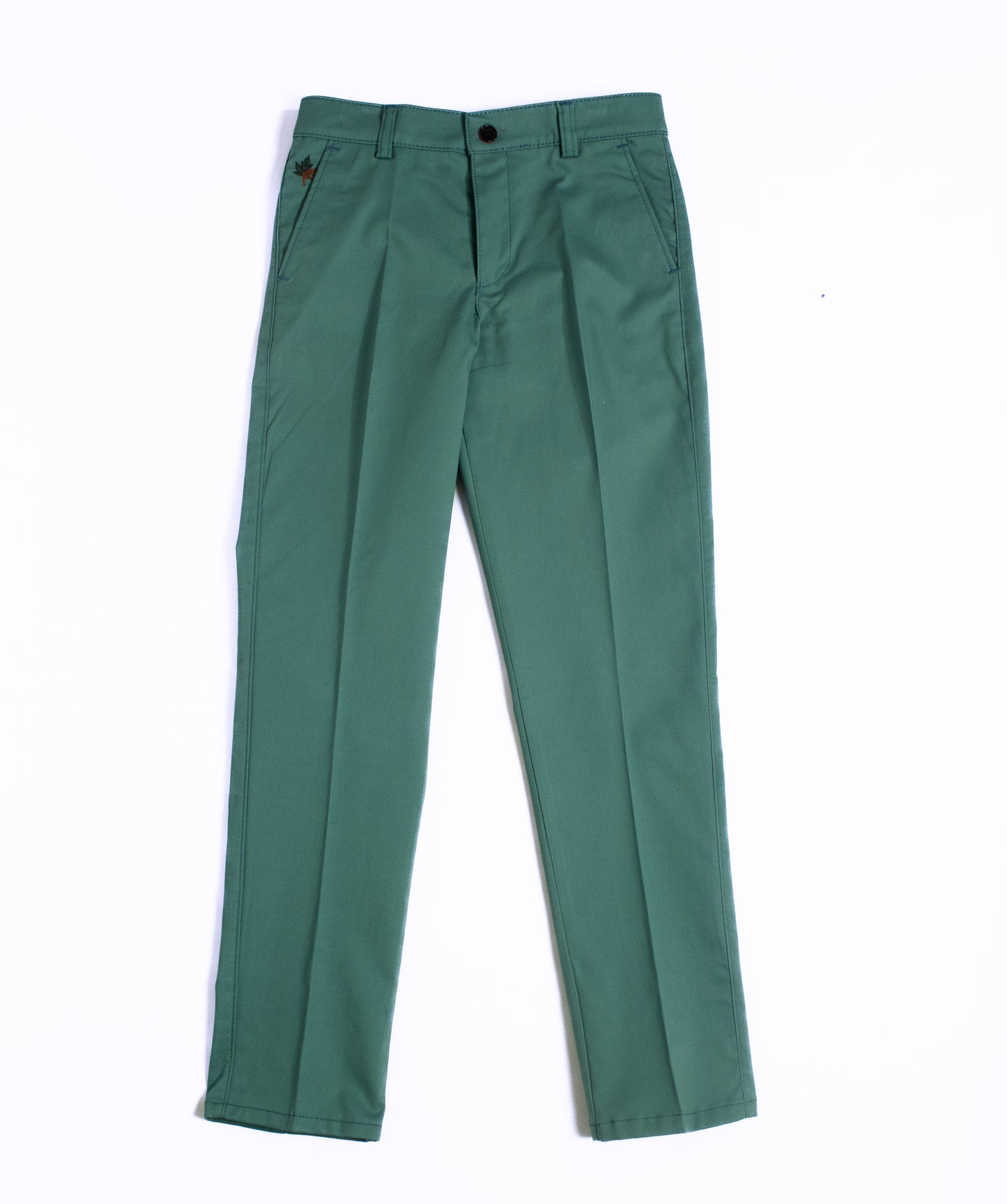 Green Straight Legged Boy Dress Pants