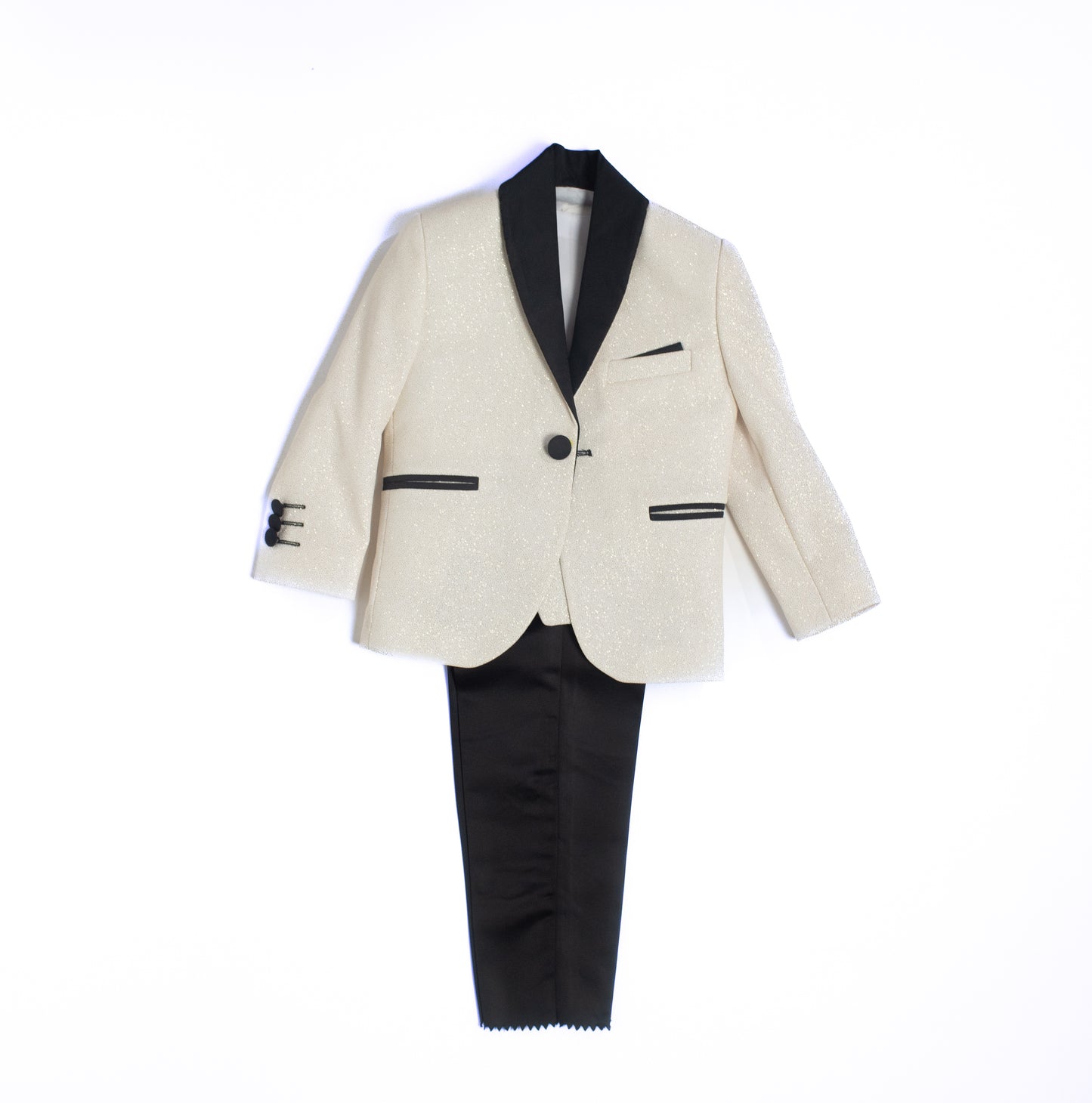 White Shimmery three Piece Boy Tuxedo